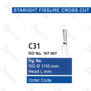 فرزهای کارباید فیشور توربینSTRAIGHT FISSURE CROSS CUT C31 تیزکاوانTEESKAVAN