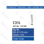 فرزهای کارباید فیشور توربینSTRAIGHT FISSURE LONG CROSS CUT C31LتیزکاوانTEESKAVAN
