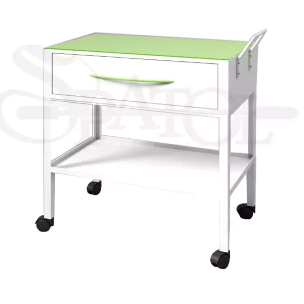 ترولی بیمارستانی کشودار با رویه شیشه ای و چرخ قفل دار TR 409