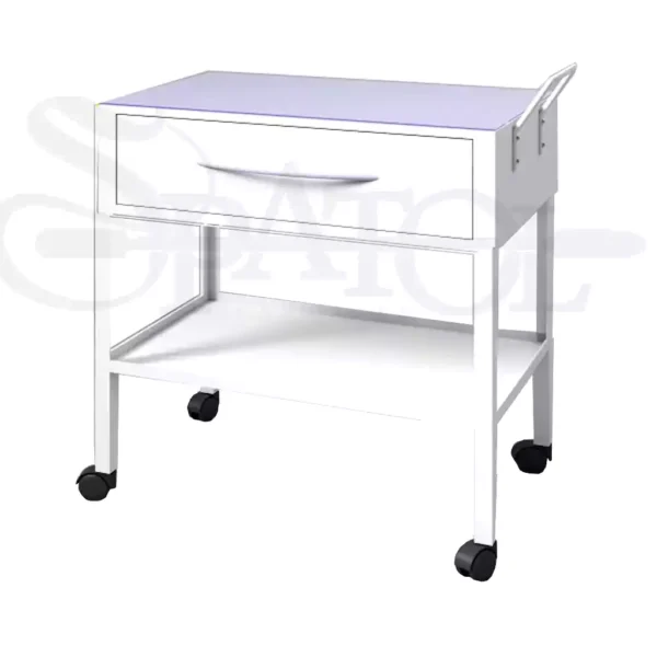 ترولی بیمارستانی کشودار با رویه شیشه ای و چرخ قفل دار TR 409
