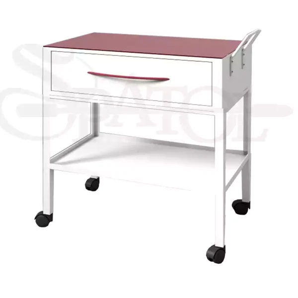 ترولی بیمارستانی کشودار با رویه شیشه ای و چرخ قفل دار TR 409