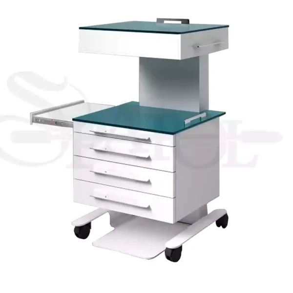 ترولی جراحی 4 کشو با سینی بغل و پایه پدال دار مدل TR 414