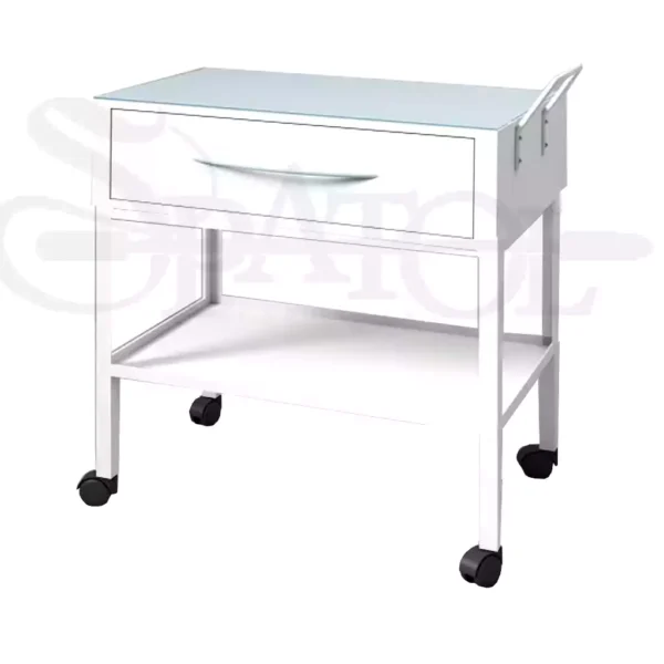 ترولی بیمارستانی کشودار با رویه شیشه ای و چرخ قفل دار TR 409